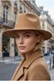 Women's Beige Wide Brim Hard Felt Fedora Hat with Metal Buckle Belted Panama Cowboy Winter Hat
