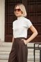 Women's Lycra-Free Crepe-Satin Fabric Half Fisherman Low Shoulder Blouse-Cream - 5