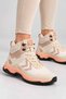 Women's Outdoor Trekking Boots Beige Cream Salmon Sole Ankle-High Hiking Shoes