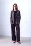 Women's Dark Gray Melange 100% Viscose V-Neck Long Sleeve Shoulder Stitching Detailed Long Cardigan Molly - 3