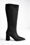 Women's Black Zippered Suede Boots - 2