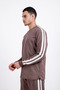 Men's Long Sleeve Baggy Compak Fabric Side Stripe Suit - 3