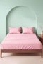 Soft Pink 100% Cotton Double Elastic Bed Sheet Set - 3 Pieces