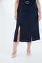 Women's Plus Size Waist Buckle Slit Dress - 5