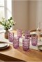 Set of 6 Acrylic Water Glasses 410 ml with Embossed Pattern - 4