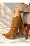 Rodeo Taba Dana Suede 6 cm Heel with Tassel Detail Women's Boots - 4
