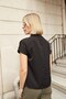 Women's Lycra-Free Crepe-Satin Fabric Half Fisherman Low Shoulder Blouse-Black - 5