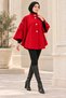 Buttoned Cashmere Poncho Red - 3