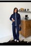 Women's Denim Garnished Stoppered Waist Gathered Sweatpants Set
