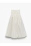 Cotton Lined Long Skirt with Gipe Detail at the Waist - 3