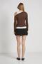 Women's Coffee Color Ribbed Blouse with Boat Neck Inside Blouse - 4