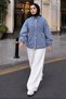 Hakim Lapel Collar Double Pocket Denim Jacket Tsd260302 Light Blue - 2