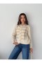 Gold Button Cord Embroidered Crew Neck Knitwear Cardigan Aw26Hi0054