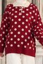 Buttoned Polka Dot Sweater Tsd260318 Claret Red - 3