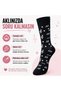 Night Women's Musical Note Socks 36-40 |   Cotton Seamless Toe Cap Black and White Long Toe Cap - 3