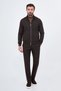 Striped Slim Fit Stand Collar Double Zipper Wool Men's Coat Brown - 39698.26K - 3