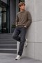 Men's Polo Collar Long Sleeve Knitwear Brown Sweater - 6