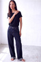 Women's Black Viscose Blend Crew Neck Short Sleeve T-Shirt Suzanne - 5