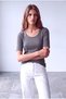 Women's Dark Gray Cotton Camisole Crew Neck 2/4 Sleeve Blouse Isabelle - 5