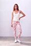 Women's Pink / White Cotton High Waist Tie-Dye Patterned Leggings Maya - 5