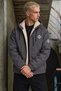 Men's Hooded Stylish Winter Long Sporty Raincoat with Pockets in Dark Gray Fur - 2