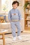 Boy's Plaid Detailed Sweatshirt and Pants 3 Thread 2-Piece Set - 3