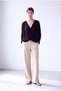 Women's Black Viscose Blend V-Neck Long Sleeve Draped Front Blouse Winnie - 2