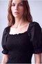 Women's Black 100% Viscose Square Neck Short Balloon Sleeve Gipeli Blouse Lia - 3