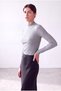 Women's Light Gray Melange Viscose Camisole Half Turtleneck Long Sleeve Blouse Evie