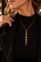 Steel Color Stone Women's Y Necklace Gold Color - 4