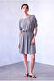 Women's Light Gray Melange Viscose Blended Boat Neck 2/4 Sleeve Back Cut Out Gathered Sleeves Sheer June - 3