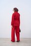 Women's Shoulder Padded Snap Detail Belted Waist Suit Red - 3