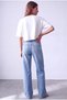 Women's White 100% Cotton Interlock Crew Neck 2/4 Sleeve Off Shoulder Printed Crop T-Shirt Iona - 3