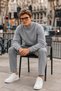 Men's High-Neck Basic Sports Gray Sweatshirt - 5