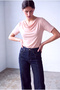 Dried Rose Melange Women's Dried Rose Melange Viscose Blended Flowy Degaje Collar Short Sleeve Gabrielle - 5