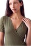 Women's Dark Green Viscose V-Neck Short Sleeve Side Tie Dress Kyra - 4