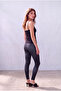 Women's Anthracite Leopard Patterned Single Jersey High Waist Elastic Leggings Pippa - 2