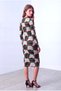 Women's White Printed Stretchy Textured Crew Neck Long Sleeve Dress Stella - 5