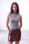 Women's Gray Melange Cotton Half Turtleneck Sleeveless Blouse Skye - 5