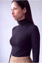 Women's Black Cotton Turtleneck Long Sleeve Blouse Sofia - 4