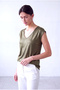 Women's Shiny Dark Green Modal Blended V-Neck Short Sleeve Shoulder Stone Detailed Blouse Shauna - 3