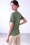 Women's Green Cotton V-Neck Short Sleeve Blouse Piper - 3