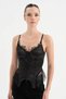 Women's Satin Fabric Corset with Lace Detail on the Chest
