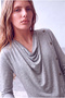 Women's Gray Melange Viscose Blended Flowy Drape Collar Long Sleeve Button Detailed Blouse Felicia - 3