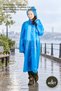 2 Pieces of Thick Nylon Raincoat – Blue Foldable Poncho Raincoat with Hood and Waterproof Snap Fasteners