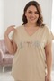 Women's Plus Size V-Neck Sea Themed Printed Premium Cotton T-Shirt - 7