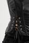 Women's Leather Front Zipper and Eyelet Lace-Up Detailed Design Corset - 6