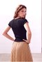 Women's Black Cotton Camisole Crew Neck Short Raglan Sleeve Baby Overlock Detailed T-Shirt Lucy - 2
