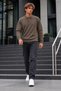 Men's Polo Collar Long Sleeve Knitwear Brown Sweater - 3