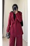 Tied Jacket and Trousers Set - 2265 - Claret Red - 2